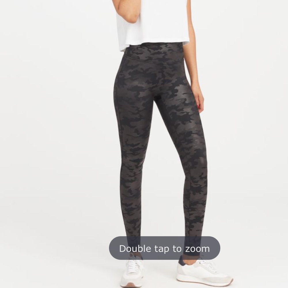 SPANX CAMO LEATHER LOOK LEGGINGS